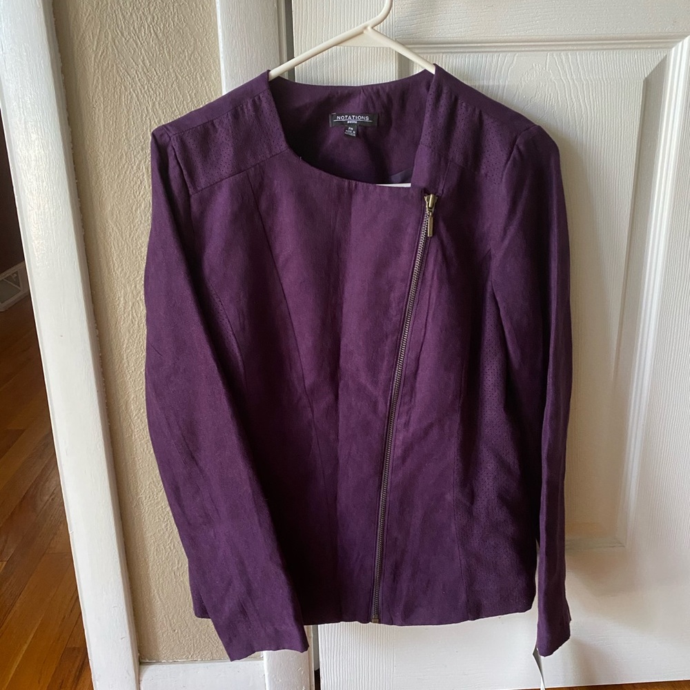 Purple asymmetrical zipper blazer/jacket